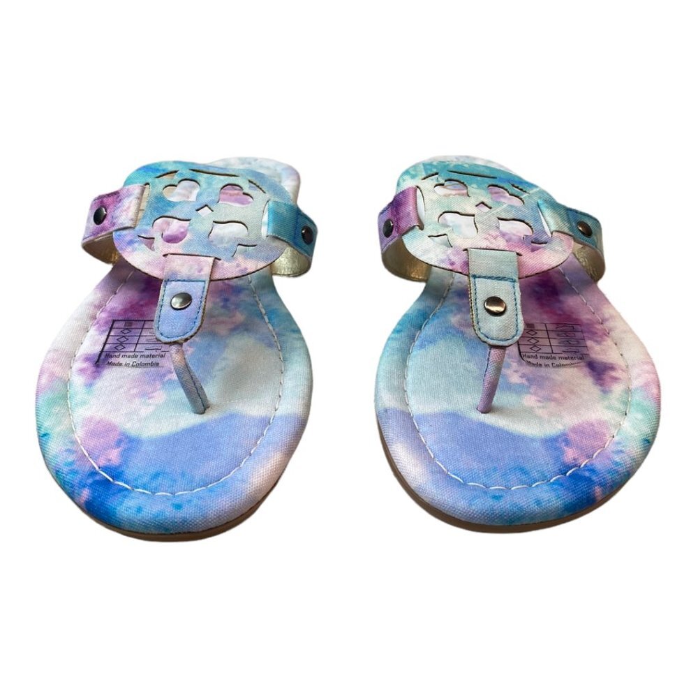 Everglades Womens Tie Dye Medallion Thong Sandals Multi Color Flat Slides Size 7